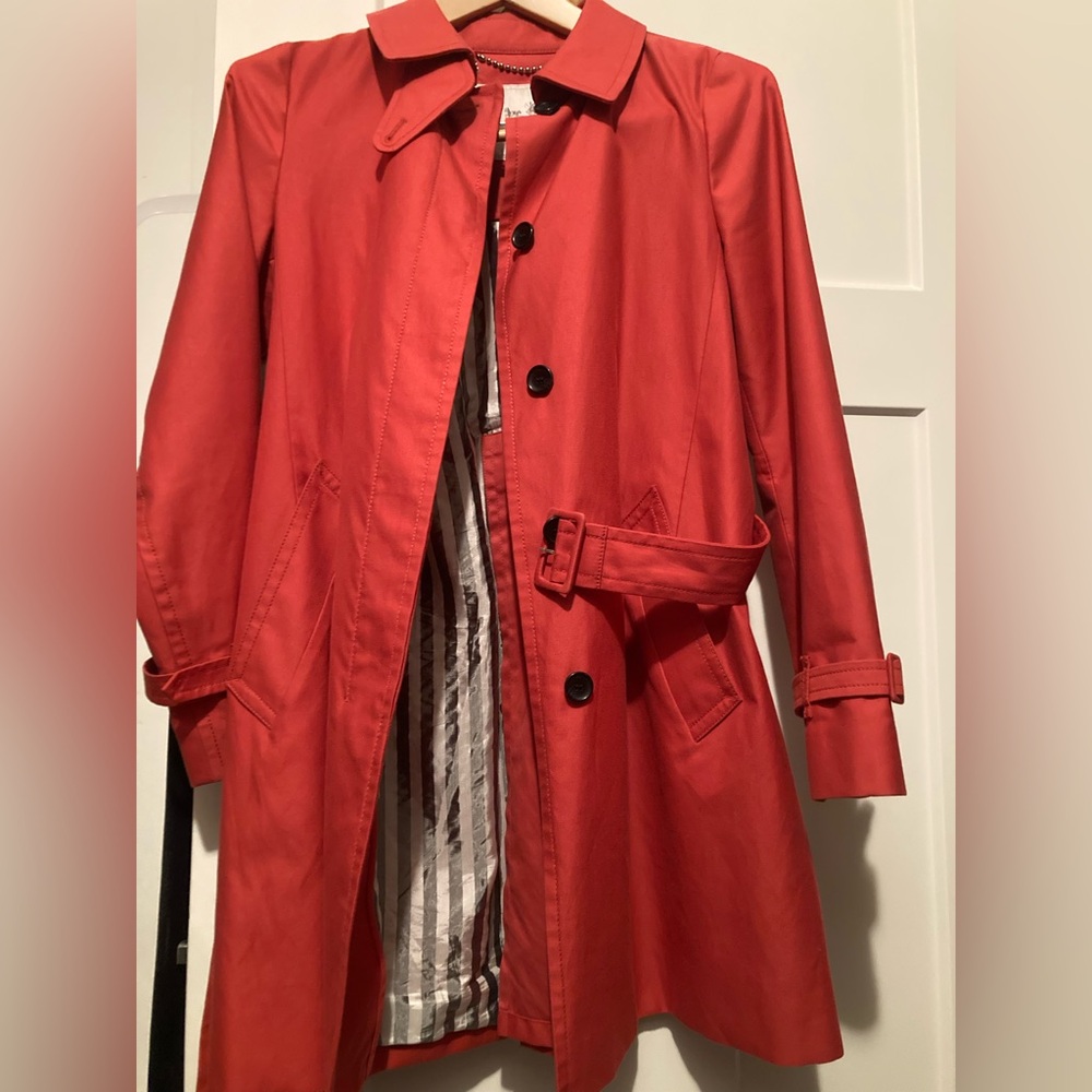 COACH Women's Coral Red Trench Coat